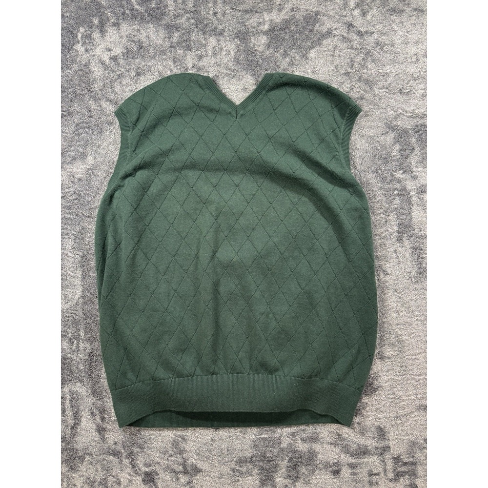 Alan Flusser XXL Classic Sweater Vest Golf Green Diamond V-Neck